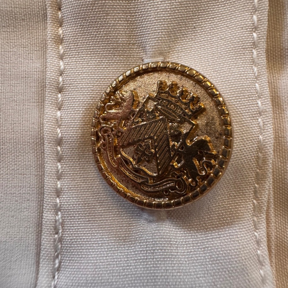 Luxury Parisian Old Money Yacht Club Black White Gold Button Quiet Luxe Sz L - Picture 5 of 10